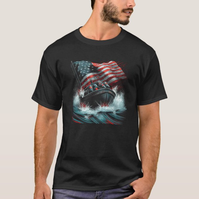 Rafting US Flag  Graphic Tees for Men Women Boys G (Front)