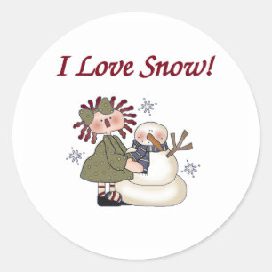 Ragdoll and Snowman Classic Round Sticker