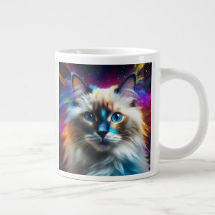 Ragdoll Breed Of Cat Colour Explosion Background Large Coffee Mug