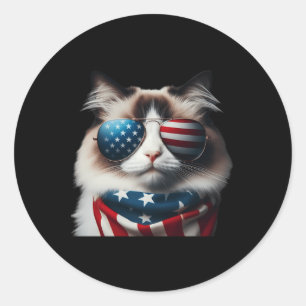 Ragdoll Cat 4th Of July Independence Day Owner Ame Classic Round Sticker