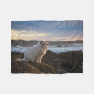 Ragdoll Cat At The Beach Fleece Blanket