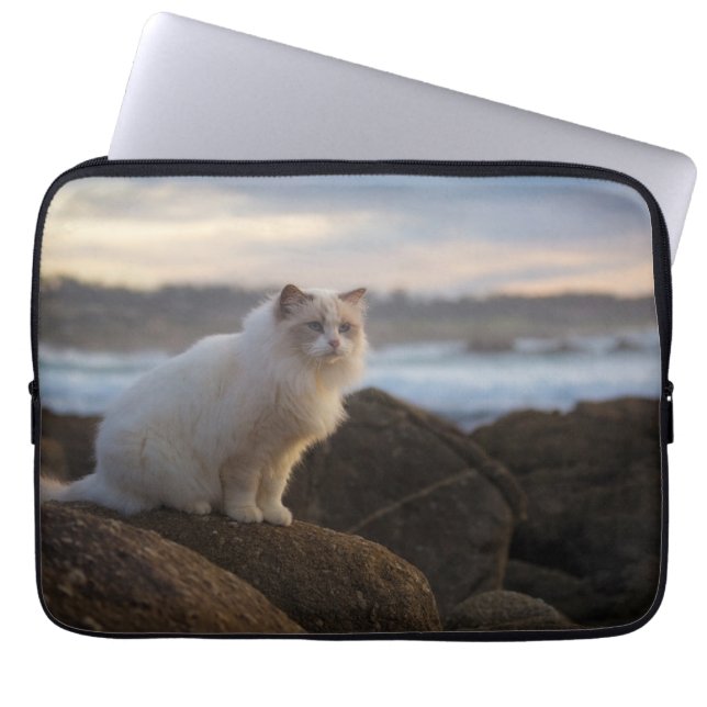 Ragdoll Cat At The Beach Laptop Sleeve (Front)