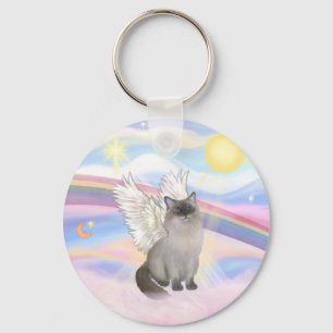 Ragdoll Cat (Blue Point) Angel - Clouds Key Ring