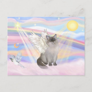 Ragdoll Cat (Blue Point) Angel - Clouds Postcard