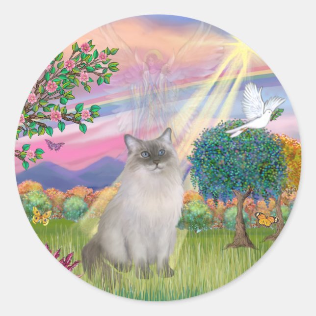 Ragdoll Cat (Blue Point) - Cloud Angel Classic Round Sticker (Front)