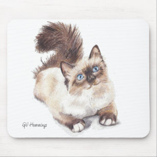 Ragdoll cat by Artist GV Hemmings Mouse pad