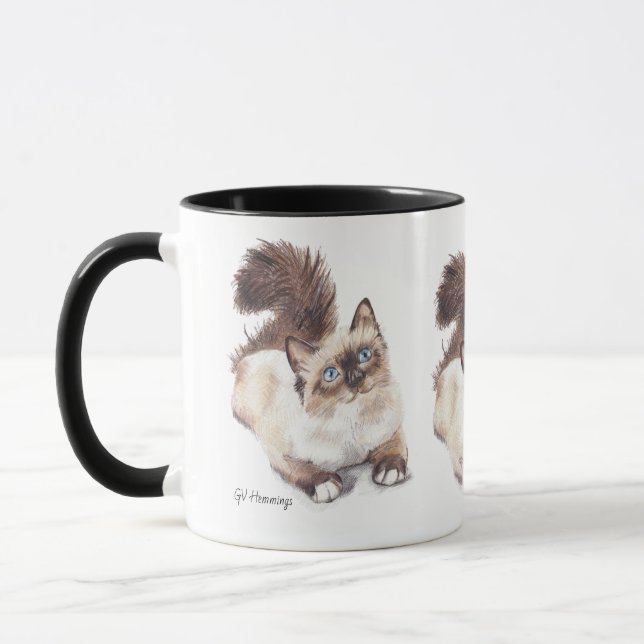 Ragdoll cat by Artist GV Hemmings Mug (Left)