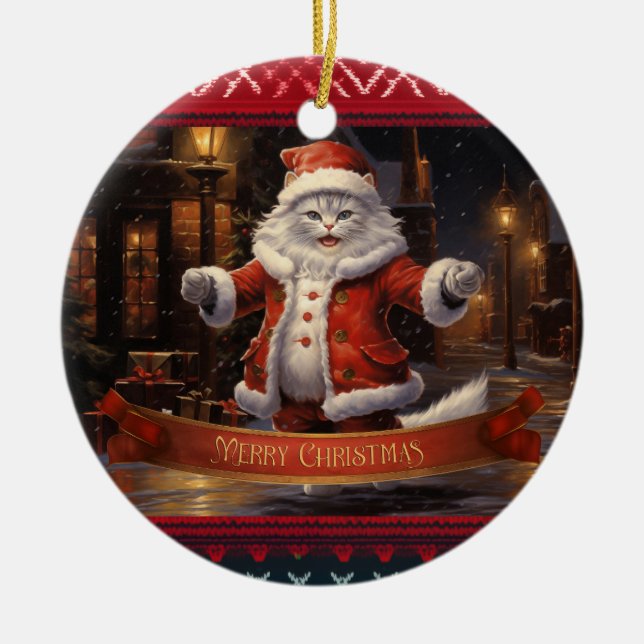Ragdoll cat Christmas Ceramic Tree Decoration (Front)