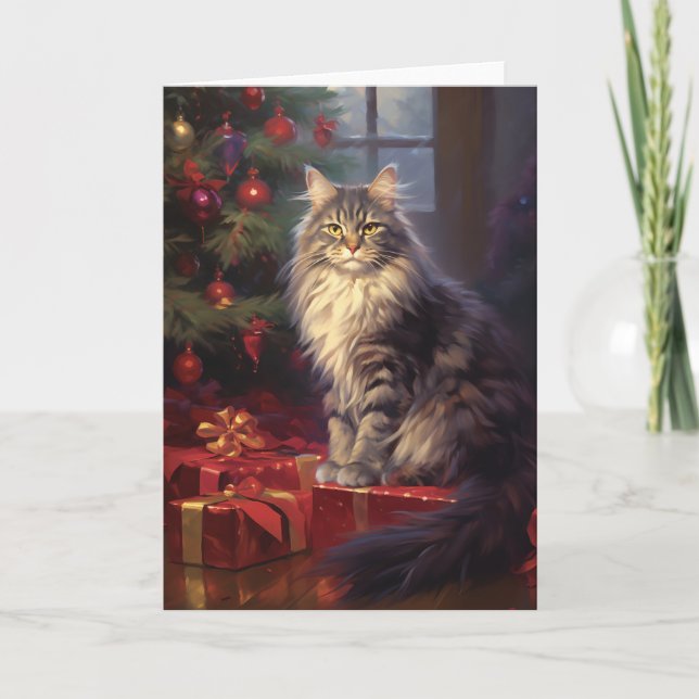 Ragdoll cat Christmas greeting card (Front)