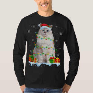 Ragdoll Cat Christmas Lights Funny Cat Lover Xmas T-Shirt