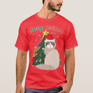 Ragdoll Cat Christmas Tree Snow Flakes Xmas Presen T-Shirt