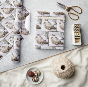 Ragdoll Cat Cooling Off by a Fan Wrapping Paper