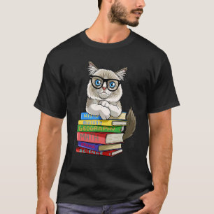 Ragdoll Cat Cute Back To School Chequerboard T-Shirt