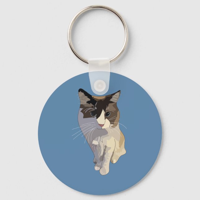 Ragdoll cat, Dusty Blue Key Ring (Front)
