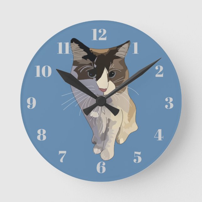 Ragdoll cat, Dusty Blue Round Clock (Front)