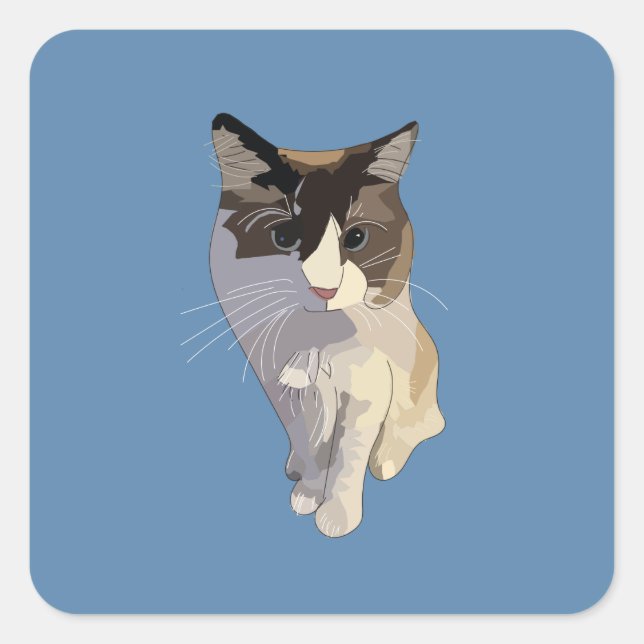 Ragdoll cat, Dusty Blue Square Sticker (Front)