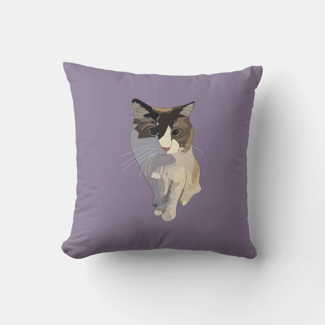 Ragdoll cat, Dusty Purple Cushion (Front)