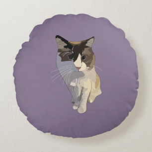 Ragdoll cat, Dusty Purple Round Cushion