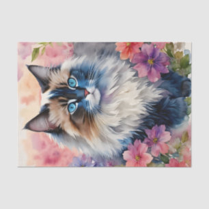 Ragdoll Cat Floral Portrait Tissue Paper