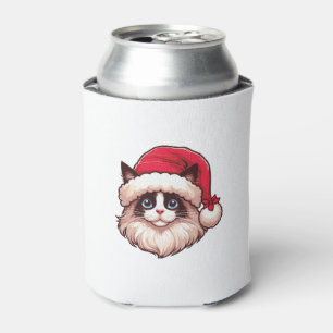 Ragdoll Cat in Christmas Hat   Can Cooler