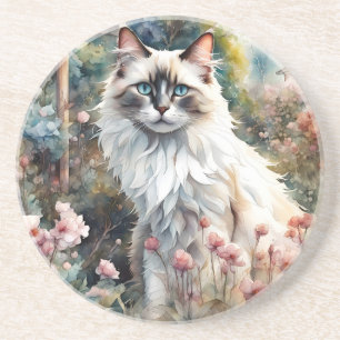 Ragdoll Cat in English Garden Coaster