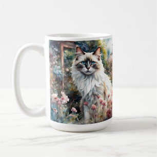 Ragdoll Cat in English Garden Coffee Mug