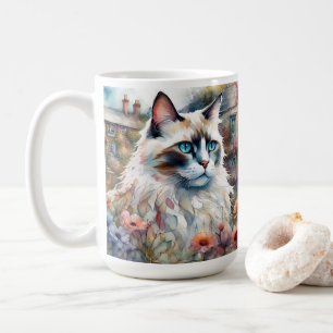 Ragdoll Cat in English Garden Coffee Mug
