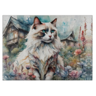 Ragdoll Cat in English Garden Cutting Board