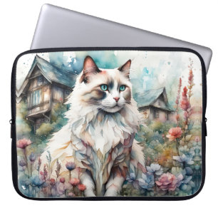 Ragdoll Cat in English Garden Laptop Sleeve