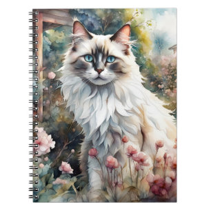 Ragdoll Cat in English Garden Notebook