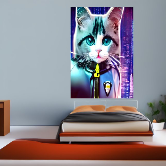 Ragdoll cat in police uniform | AI Art  Poster (Creator Uploaded)