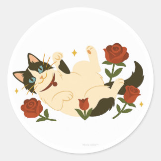 Ragdoll Cat in Roses Classic Round Sticker