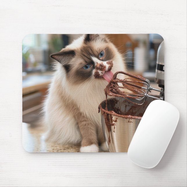 Ragdoll Cat Licking Mixer Beater Mouse Mat (With Mouse)