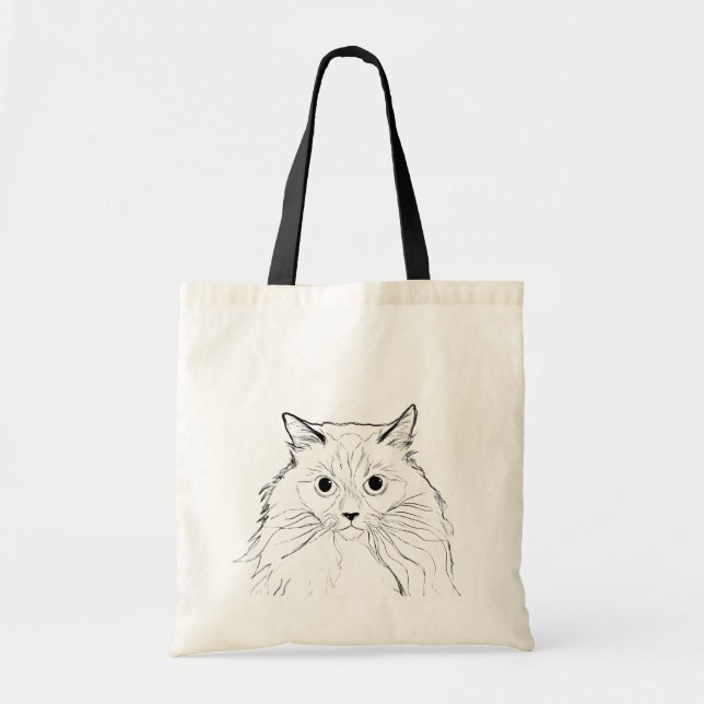 Ragdoll Cat Line Art Tote Bag (Front)