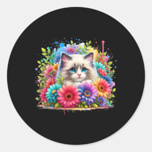 Ragdoll Cat Mum Mother39s Day Watercolor Colourful Classic Round Sticker