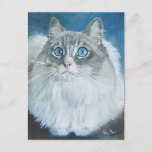 Ragdoll cat oil painting postcard