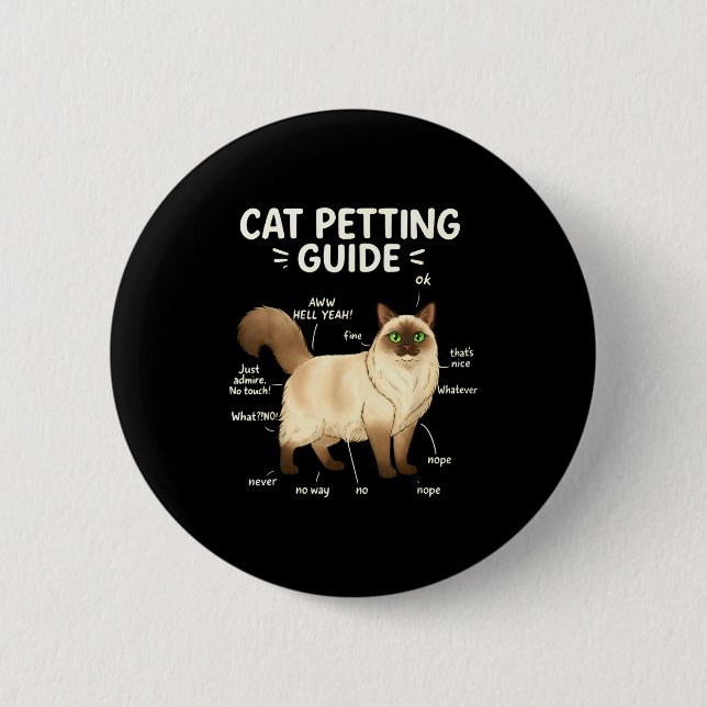 Ragdoll Cat Petting Guide Funny Cat Lover  6 Cm Round Badge (Front)