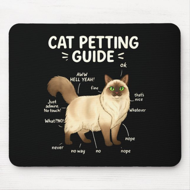 Ragdoll Cat Petting Guide Funny Cat Lover  Mouse Mat (Front)