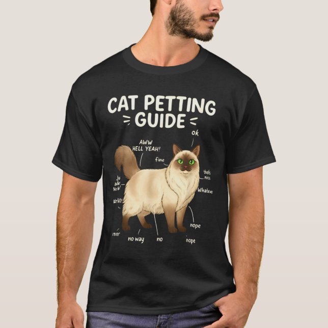 Ragdoll Cat Petting Guide Funny Cat Lover  T-Shirt (Front)