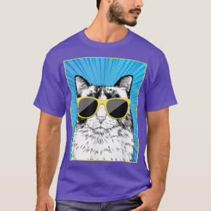 Ragdoll Cat Portrait Pop Art Cat with Sunglasses T-Shirt