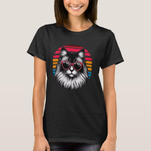 Ragdoll Cat Retro Vintage Sunset Sunglasses 70s T-Shirt