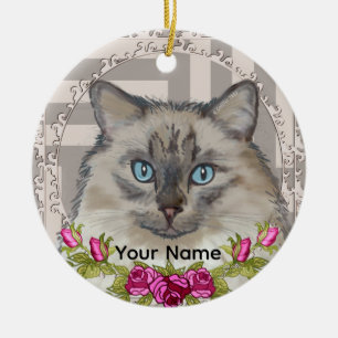 Ragdoll Cat Roses Ornament