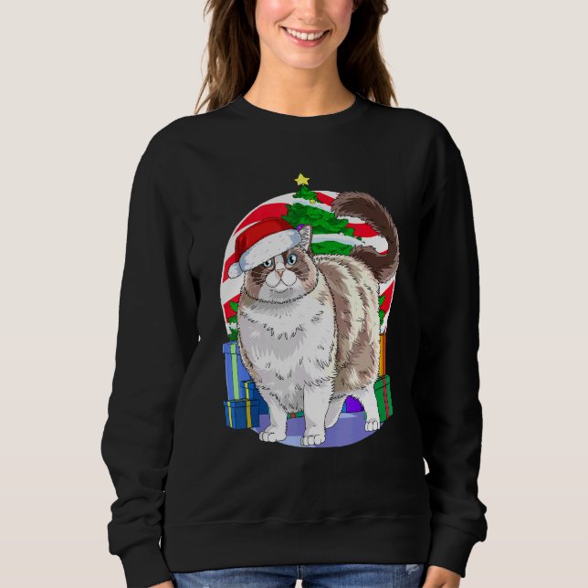 Ragdoll Cat  Santa Christmas Tree Decor Sweatshirt (Front)