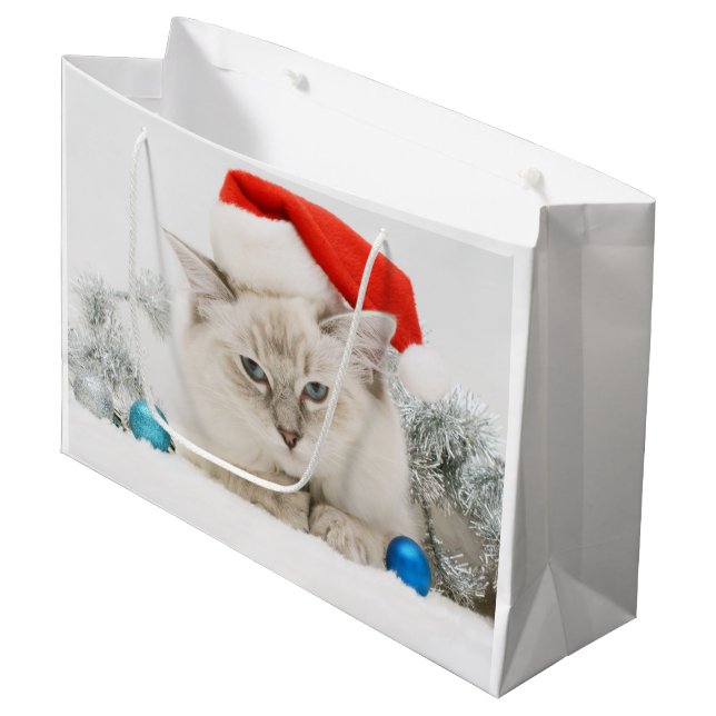 Ragdoll Cat Santa Large Gift Bag (Front Angled)