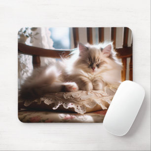 Ragdoll Cat Sleeping On Pillow Mouse Mat