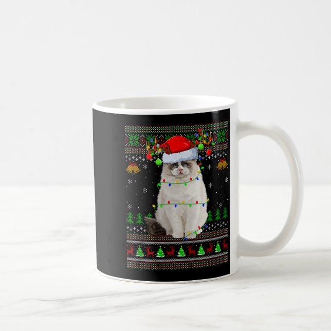 Ragdoll Cat Ugly Christmas Sweaters Holiday Santa  Coffee Mug (Right)