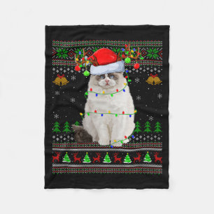 Ragdoll Cat Ugly Christmas Sweaters Holiday Santa  Fleece Blanket