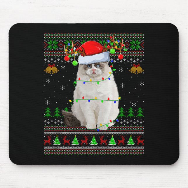 Ragdoll Cat Ugly Christmas Sweaters Holiday Santa  Mouse Mat (Front)