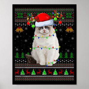 Ragdoll Cat Ugly Christmas Sweaters Holiday Santa  Poster