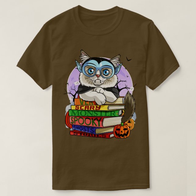 Ragdoll Cat Vampire Witch Pumpkin Halloween T-Shirt (Design Front)